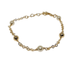 PULSEIRA DE BOLINHAS DOURADAS E PÉROLAS