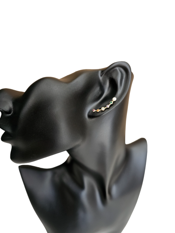 BRINCO BORBOLETA E EAR CUFF PEDRAS COLORIDAS