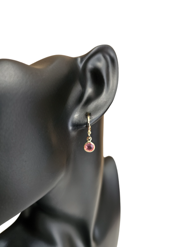 BRINCO ARGOLINHA COM PEDRA ROSA