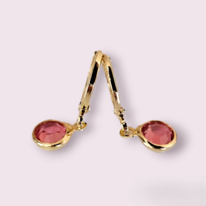 BRINCO ARGOLINHA COM PEDRA ROSA